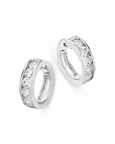 Bloomingdale's Diamond Channel Set Small Hoop Earrings In 14k White Gold, 1.50 Ct. T.w.