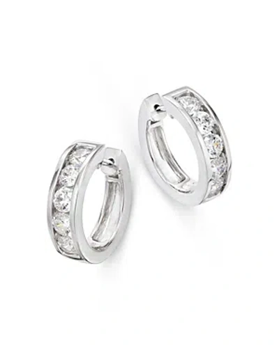 Bloomingdale's Diamond Channel Set Small Hoop Earrings In 14k White Gold, 1.50 Ct. T. W.