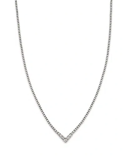 Bloomingdale's Diamond Chevron Tennis Necklace In 14k White Gold, 6.0 Ct. T.w. In Metallic