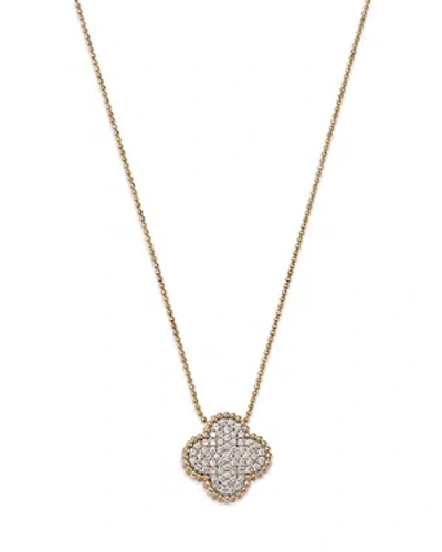 Bloomingdale's Diamond Clover Cluster Pendant Necklace In 14k Yellow Gold, 0.40 Ct. T.w. In White/gold