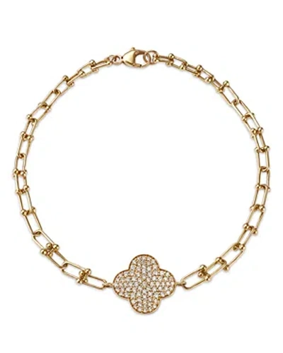 Bloomingdale's Diamond Clover Station Bracelet In 14k Yellow Gold, 0.25 Ct. T.w.