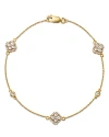 BLOOMINGDALE'S DIAMOND CLOVER STATION BRACELET IN 14K YELLOW GOLD, 0.70 CT. T.W. - 100% EXCLUSIVE