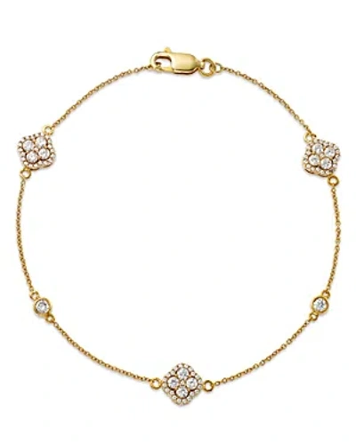 Bloomingdale's Diamond Clover Station Bracelet In 14k Yellow Gold, 0.70 Ct. T. W.