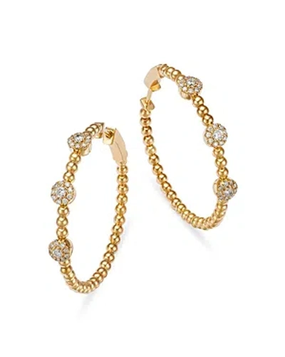 Bloomingdale's Diamond Cluster Beaded Medium Hoop Earrings In 14k Yellow Gold, 0.55 Ct. T. W.