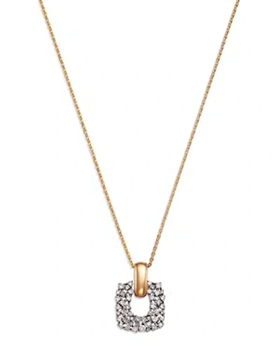 Bloomingdale's Diamond Cluster Open Pendant Necklace In 14k White & Yellow Gold, 0.75 Ct. T.w. In White/gold
