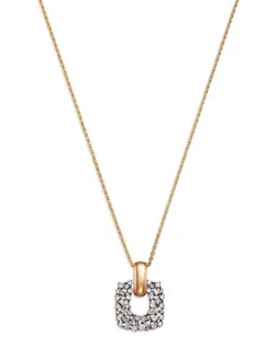 Bloomingdale's Diamond Cluster Open Pendant Necklace In 14k White & Yellow Gold, 0.75 Ct. T. W. In White/gold