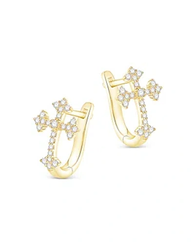 Bloomingdale's Diamond Cross Hoop Earrings In 14k Yellow Gold, 0.25 Ct. T.w.