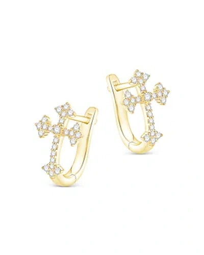 Bloomingdale's Diamond Cross Hoop Earrings In 14k Yellow Gold, 0.25 Ct. T. W.