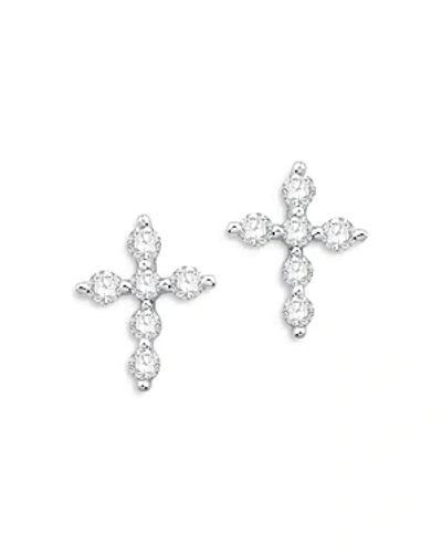 Bloomingdale's Diamond Cross Stud Earrings In 14k White Gold, 0.60 Ct. T.w. In Metallic