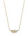 Bloomingdale's Diamond Curved Leaf Pendant Necklace In 14k Yellow Gold & Rhodium Plated 14k Yellow Gold, 0.45 Ct. T In Gold