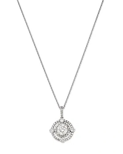 Bloomingdale's Diamond Double Halo Pendant Necklace In 18k White Gold, 1.60 Ct. T.w. In Metallic