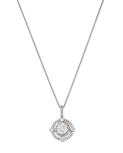 Bloomingdale's Diamond Double Halo Pendant Necklace In 18k White Gold, 1.60 Ct. T. W.