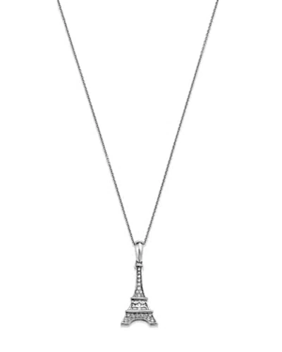 Bloomingdale's Diamond Eiffel Tower Pendant Necklace In 14k White Gold, 0.07 Ct. T.w. In Gray