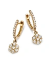 Bloomingdale's Diamond Flower Cluster Dangle Hoop Earrings In 14k Yellow Gold, 0.35 Ct. T. W. In Gold