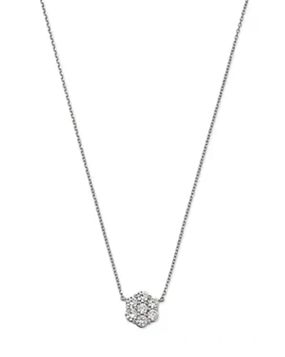 Bloomingdale's Diamond Flower Cluster Pendant Necklace In 14k White Gold, 0.5 Ct. T.w.