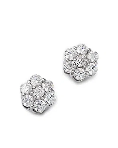 Bloomingdale's Diamond Flower Cluster Stud Earrings In 14k White Gold, 0.5 Ct. T.w.