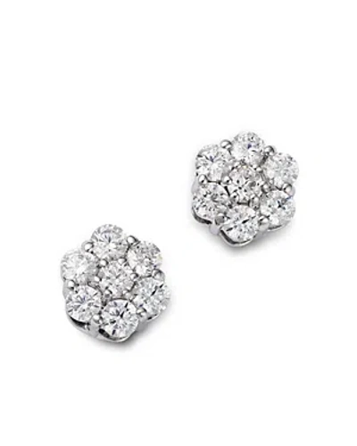 Bloomingdale's Diamond Flower Cluster Stud Earrings In 14k White Gold, 0.5 Ct. T. W.