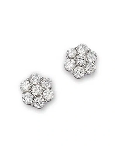 Bloomingdale's Diamond Flower Cluster Stud Earrings In 14k White Gold, 1.0 Ct. T.w.