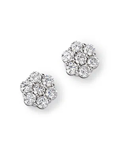 Bloomingdale's Diamond Flower Cluster Stud Earrings In 14k White Gold, 2.0 Ct. T.w.