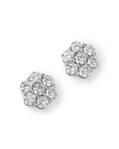 Bloomingdale's Diamond Flower Cluster Stud Earrings In 14k White Gold, 2.0 Ct. T. W.