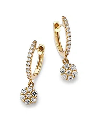 Bloomingdale's Diamond Flower Dangle Hoop Earrings In 14k Yellow Gold, 0.75 Ct. T. W.