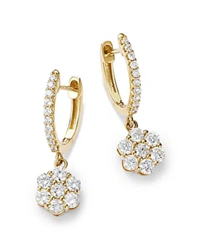 Bloomingdale's Diamond Flower Dangle Hoop Earrings In 14k Yellow Gold, 1.25 Ct. T.w.