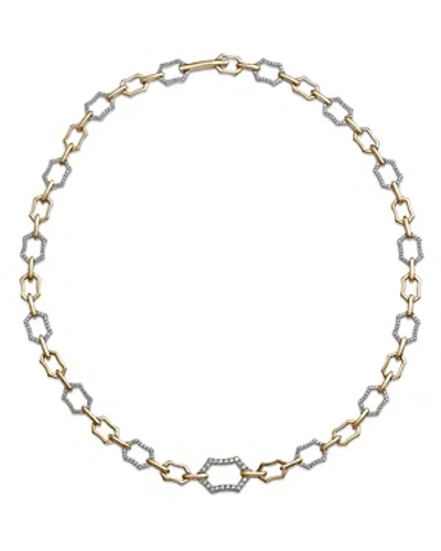 Bloomingdale's Diamond Geometric Link Collar Necklace In 14k White & Yellow Gold, 1.50 Ct. T.w. In Gold/white
