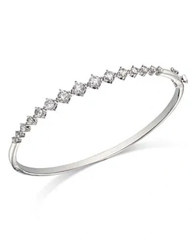 Bloomingdale's Diamond Graduated Bangle Bracelet In 14k White Gold, 1.50 Ct. T.w. In Metallic