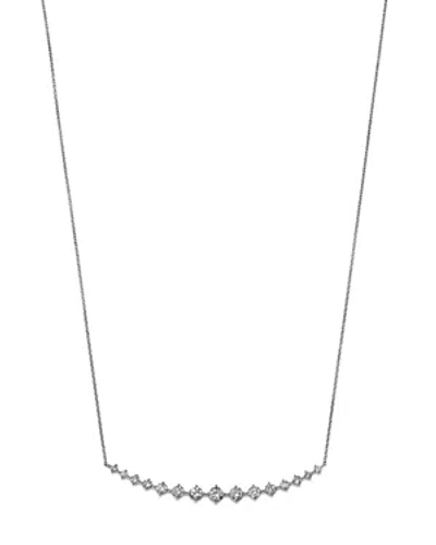 Bloomingdale's Diamond Graduated Curved Bar Necklace In 14k White Gold, 1.50 Ct. T.w. In Metallic