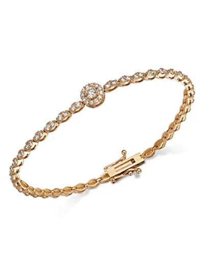 Bloomingdale's Diamond Halo Center Tennis Bracelet In 14k Yellow Gold, 1.80 Ct. T. W.