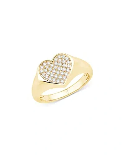 Bloomingdale's Diamond Heart Signet Ring In 14k Yellow Gold, 0.25 Ct. T. W.