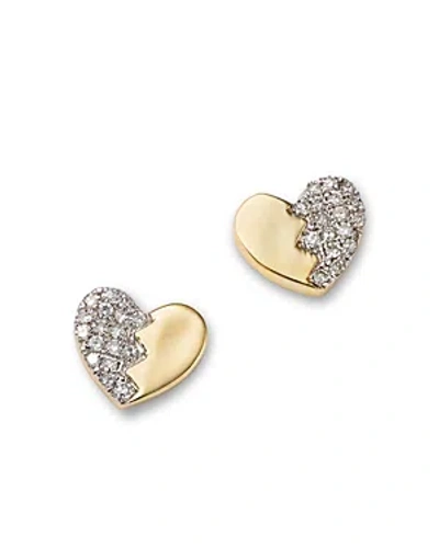 Bloomingdale's Diamond Heart Stud Earrings In 14k Yellow Gold, 0.15 Ct. T.w.