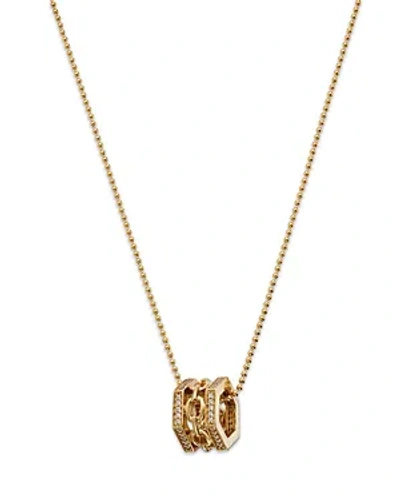 Bloomingdale's Diamond Hexagon Chain Link Floater Pendant Necklace In 14k Yellow Gold, 0.15 Ct. T.w.