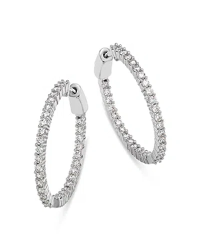 Bloomingdale's Diamond Inside Out Medium Hoop Earrings In 14k White Gold, 1.50 Ct. T.w. In Metallic