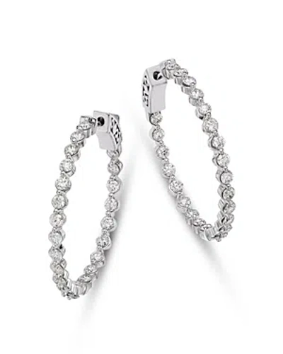 Bloomingdale's Diamond Inside Out Medium Hoop Earrings In 14k White Gold, 2.0 Ct. T.w. In Metallic