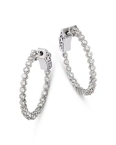 Bloomingdale's Diamond Inside Out Small Hoop Earrings In 14k White Gold, 1.0 Ct. T.w. In Metallic