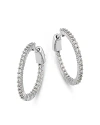 Bloomingdale's Diamond Inside Out Small Hoop Earrings In 14k White Gold, 1.0 Ct. T. W. In White