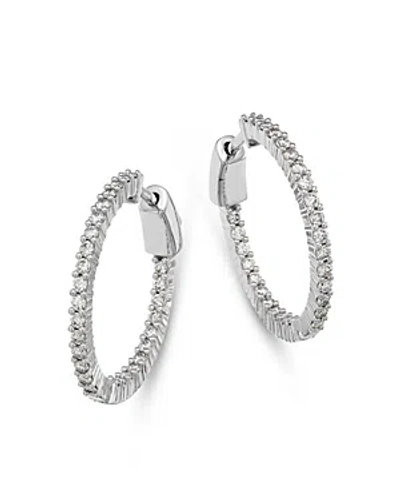 Bloomingdale's Diamond Inside Out Small Hoop Earrings In 14k White Gold, 1.0 Ct. T. W.