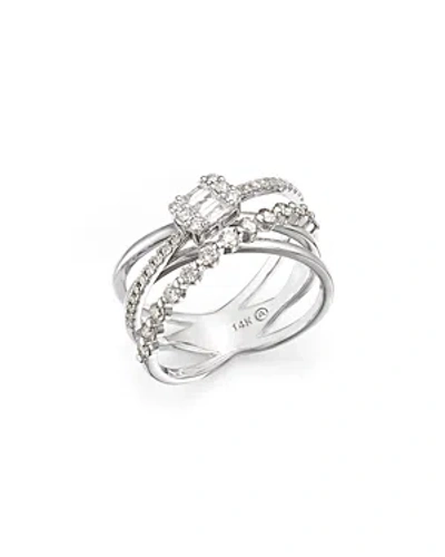 Bloomingdale's Diamond Mixed Cut Crossover Ring In 14k White Gold, 0.65 Ct. T.w.