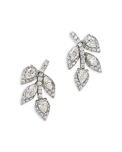 Bloomingdale's Diamond Mixed Cut Leaf Stud Earrings In 14k White Gold, 1.25 Ct. T.w.