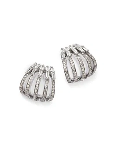 Bloomingdale's Diamond Multi Row J Hoop Earrings In 14k White Gold, 1.10 Ct. T.w.