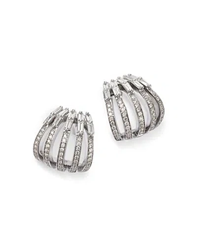 Bloomingdale's Diamond Multi Row J Hoop Earrings In 14k White Gold, 1.10 Ct. T. W.