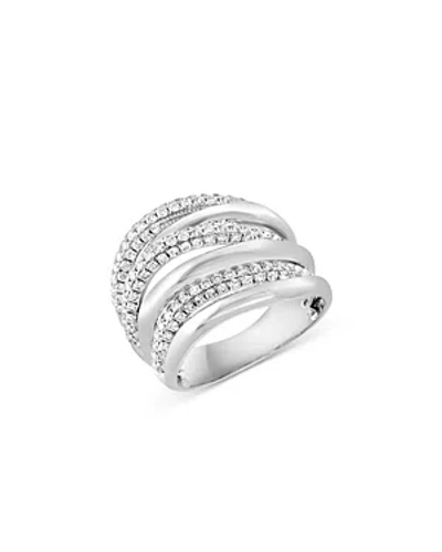 Bloomingdale's Diamond Multirow Crossover Statement Ring In 14k White Gold, 1.2 Ct. T. W.