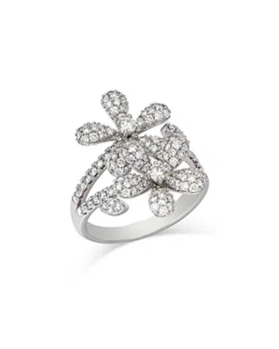 Bloomingdale's Diamond Pave Double Flower Ring In 14k White Gold, 1.45 Ct. T.w. In Neutral