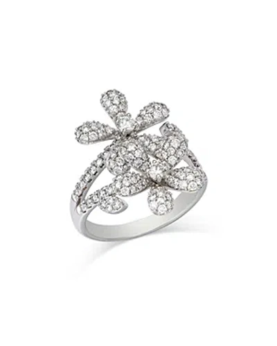 Bloomingdale's Diamond Pave Double Flower Ring In 14k White Gold, 1.45 Ct. T.w.