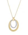 Bloomingdale's Diamond Pave Double Oval Pendant Necklace In 14k Yellow Gold, 0.60 Ct. T. W. In Gold/white
