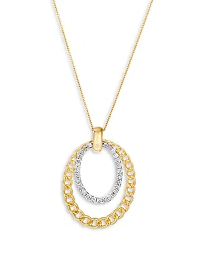 Bloomingdale's Diamond Pave Double Oval Pendant Necklace In 14k Yellow Gold, 0.60 Ct. T. W. In Gold/white
