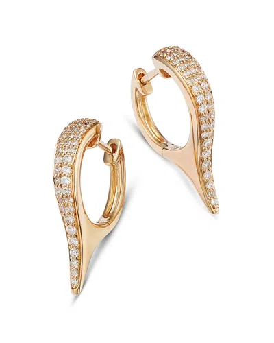 Bloomingdale's Diamond Pave Elongated Hoop Earrings In 14k Yellow Gold, 0.37 Ct. T. W.