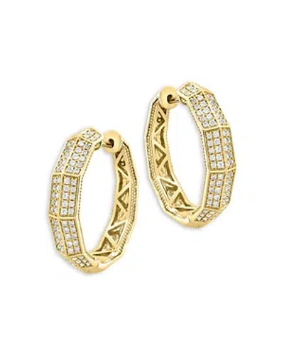 Bloomingdale's Diamond Pave Geometric Hoop Earrings In 14k Yellow Gold, 0.85 Ct. T.w.