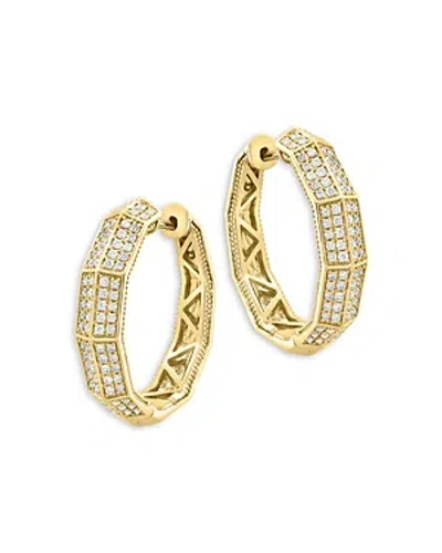 Bloomingdale's Diamond Pave Geometric Hoop Earrings In 14k Yellow Gold, 0.85 Ct. T. W.